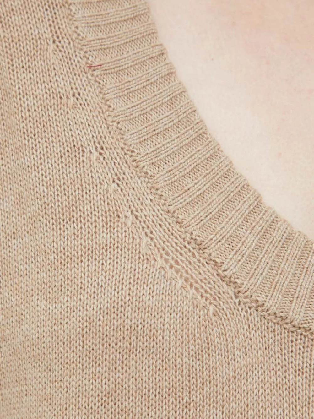 Trussardi Geribbelde trui met U-hals Beige