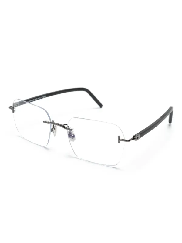 TOM FORD Eyewear Rectangular Rimless Glasses Grey FARFETCH UK