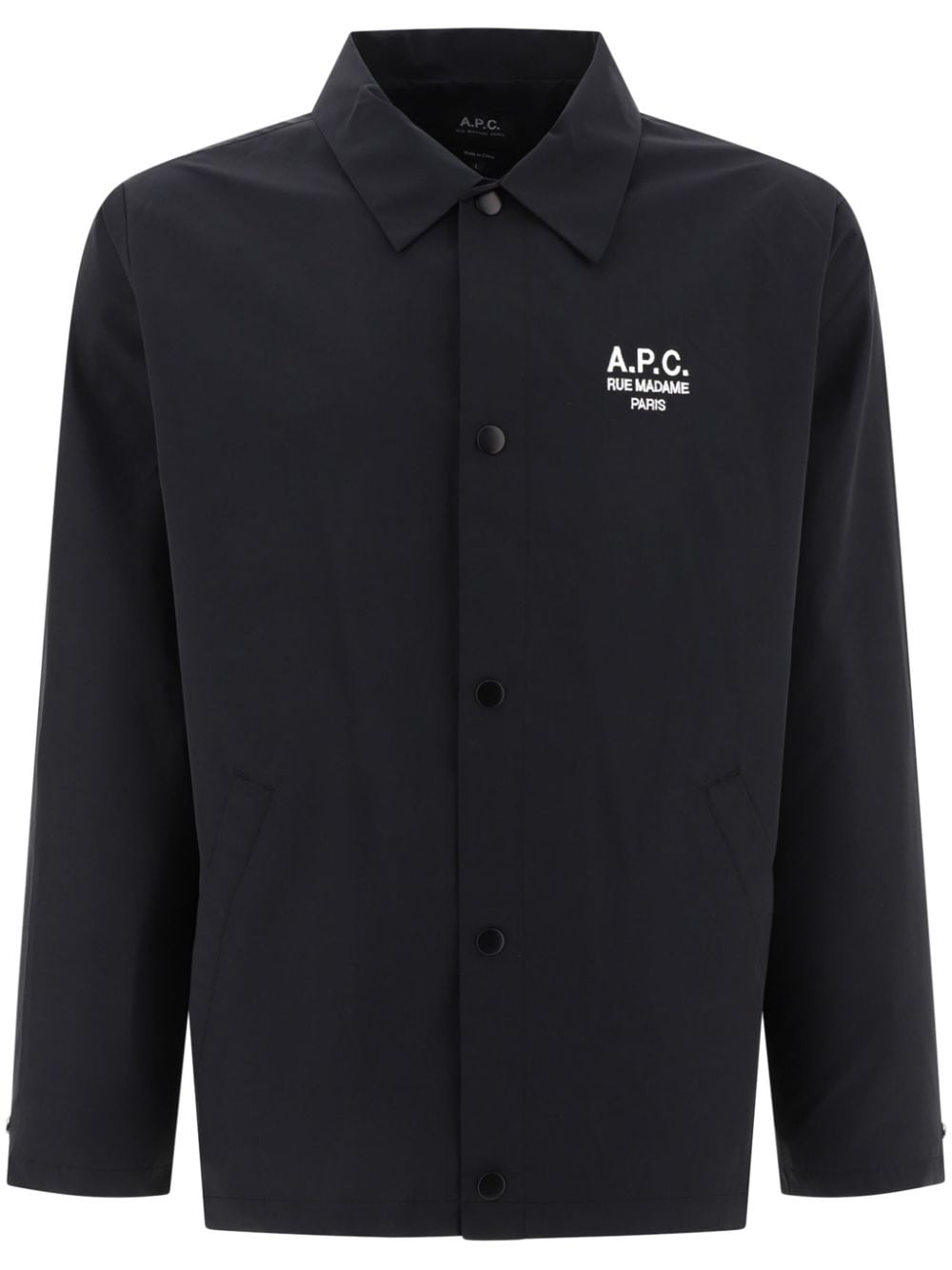 Shop Apc Regis Logo-embroidered Shirt Jacket In Black