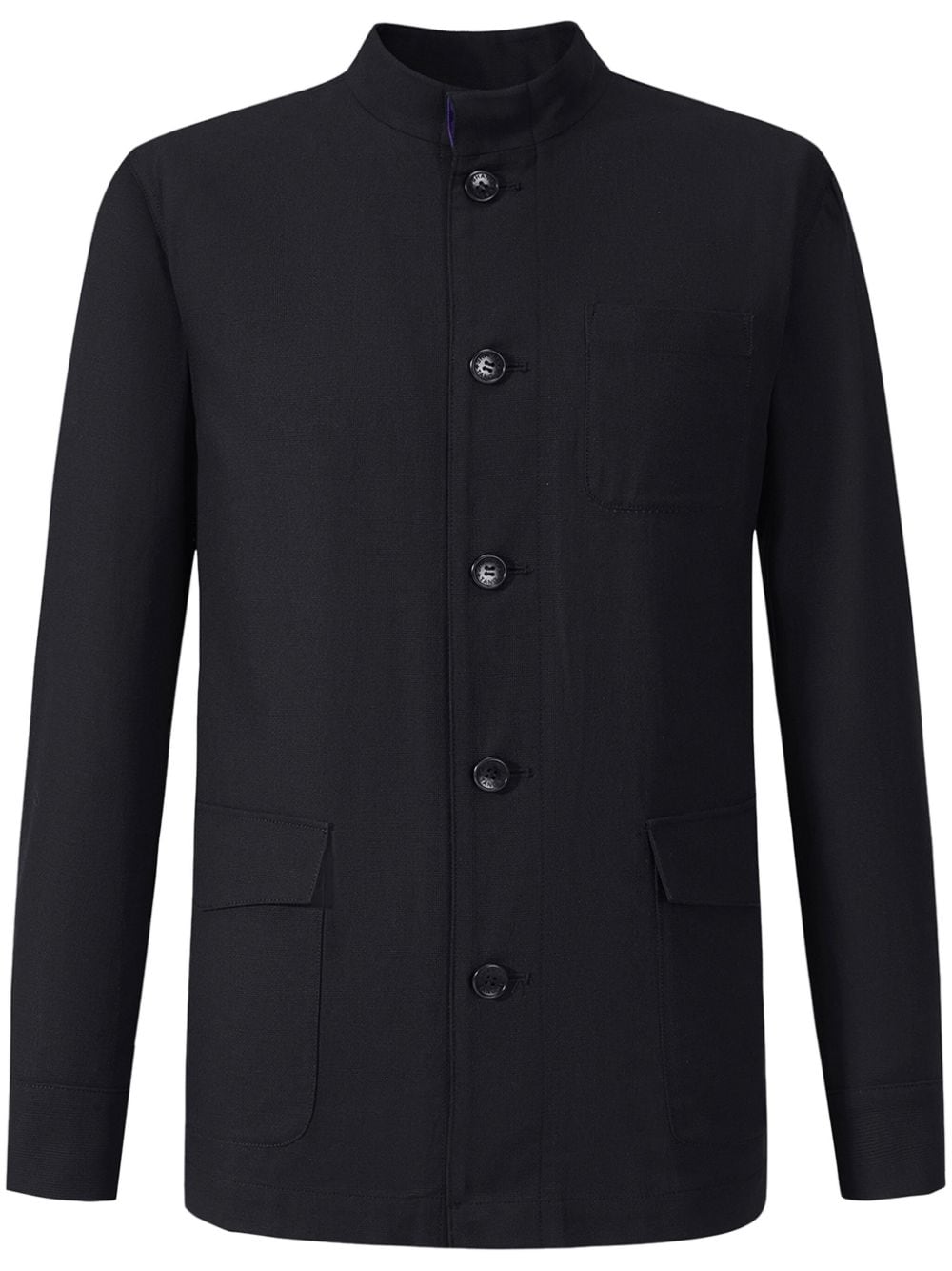 Shanghai Tang Button-up Cotton Jacket In Black