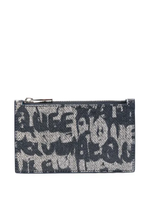 Alexander McQueen graffiti logo-print leather card holder