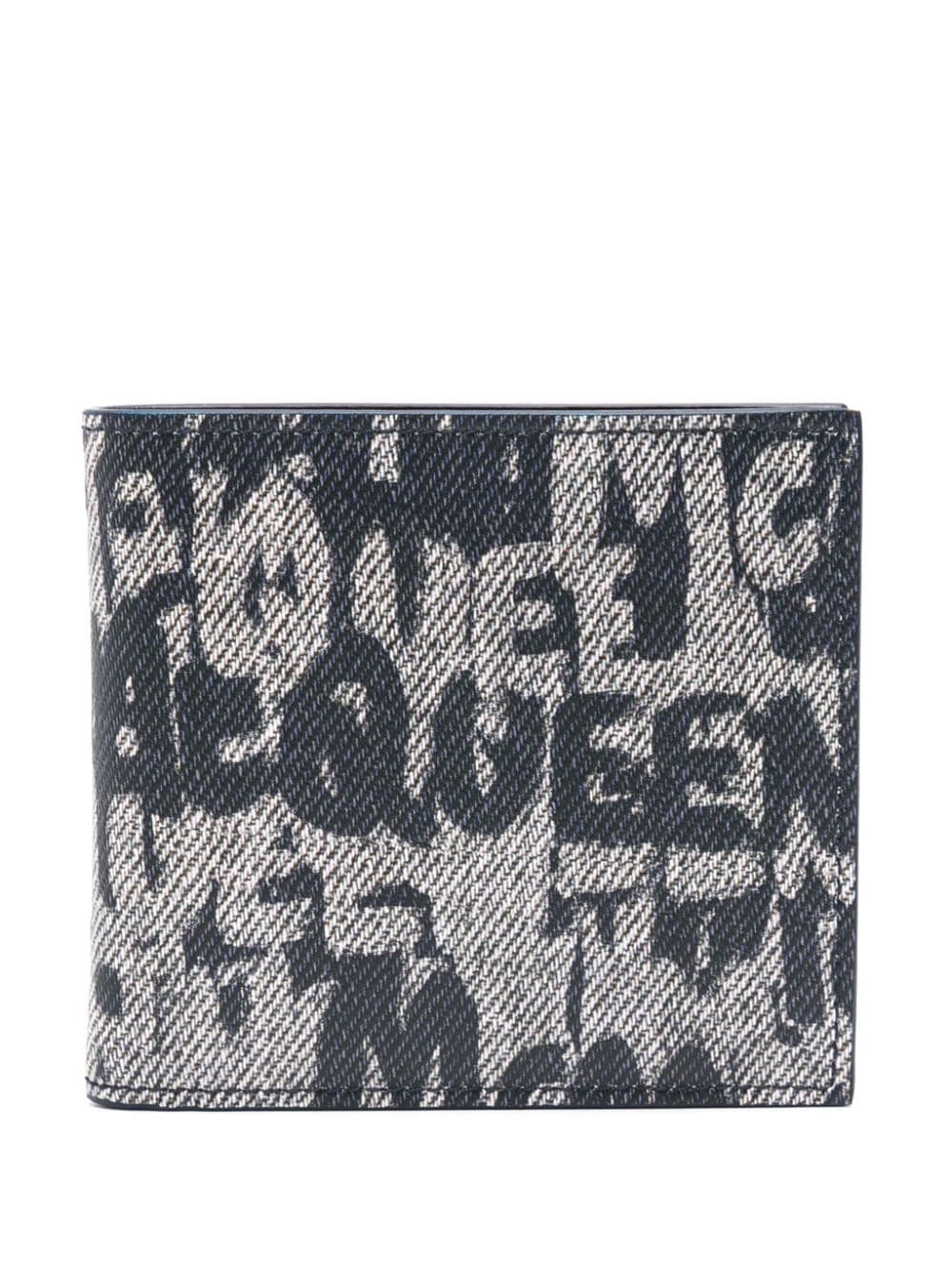 Alexander Mcqueen Graffiti Logo-print Bi-fold Wallet In 蓝色