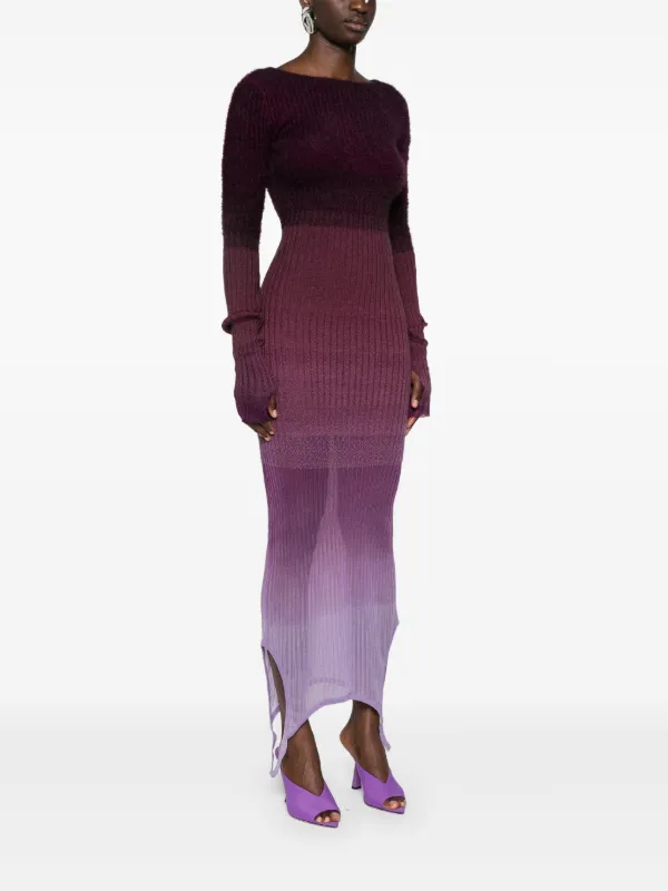 THE ATTICO Long Sleeve Midi Dress in Purple