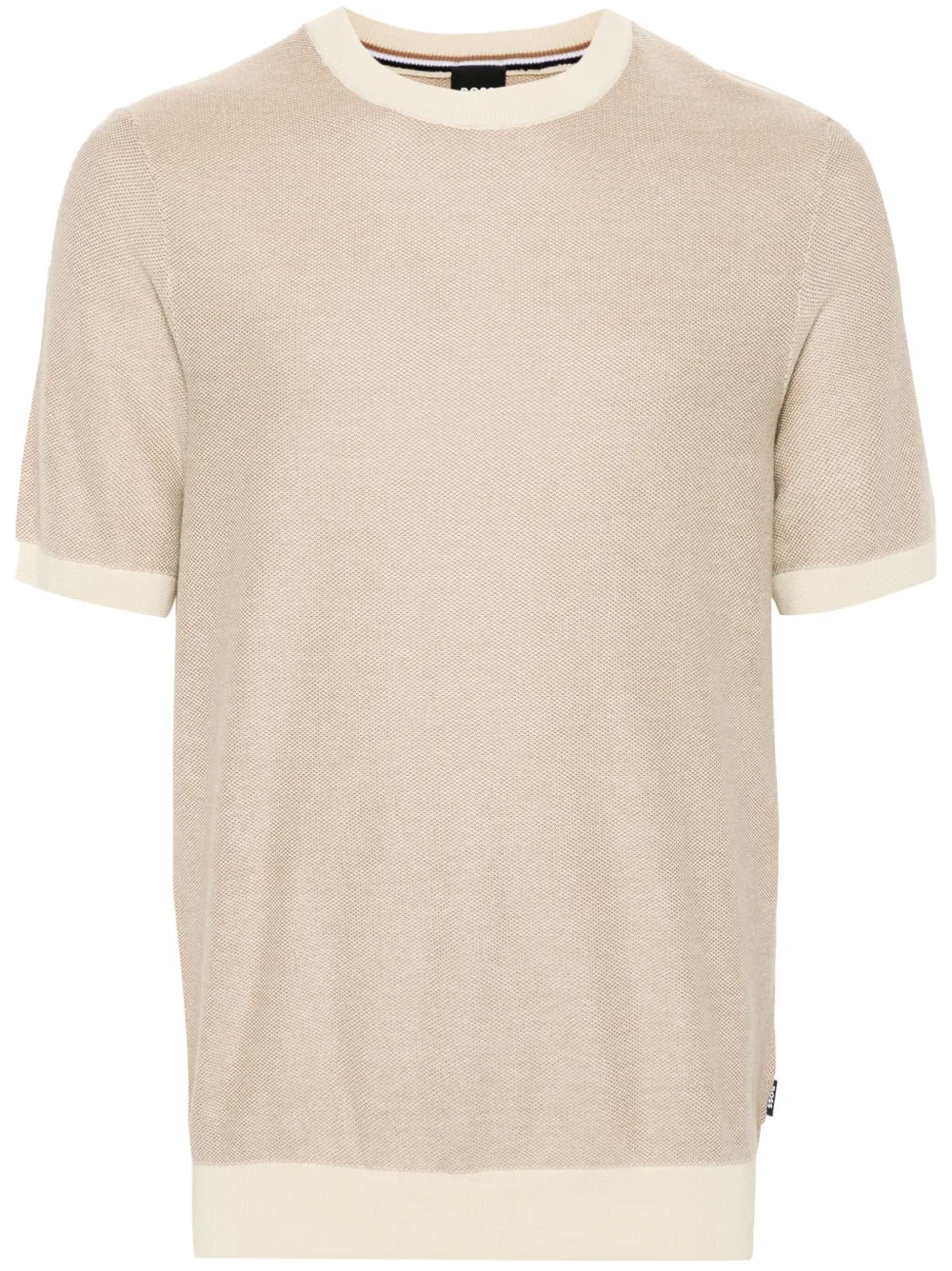 Hugo Boss Piqué-knit T-shirt In Neutrals