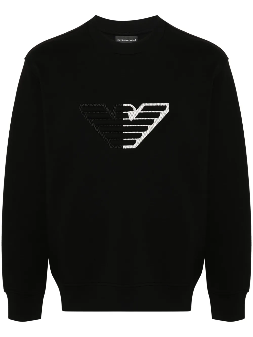 Emporio Armani Logo-appliqué Crew-neck Sweatshirt In Black