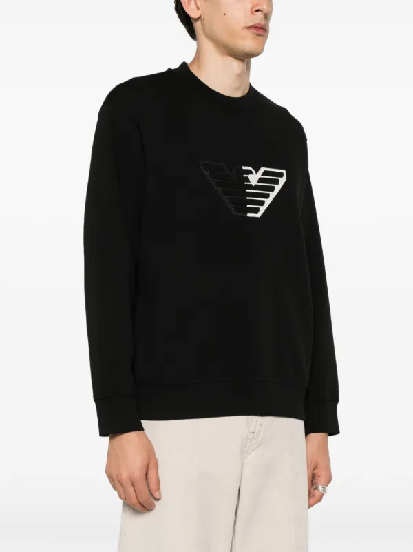Emporio Armani logo applique crew neck Sweatshirt Black FARFETCH AE