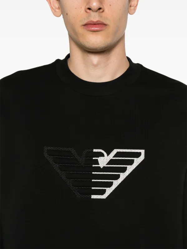 Emporio Armani logo applique crew neck Sweatshirt Black FARFETCH AE