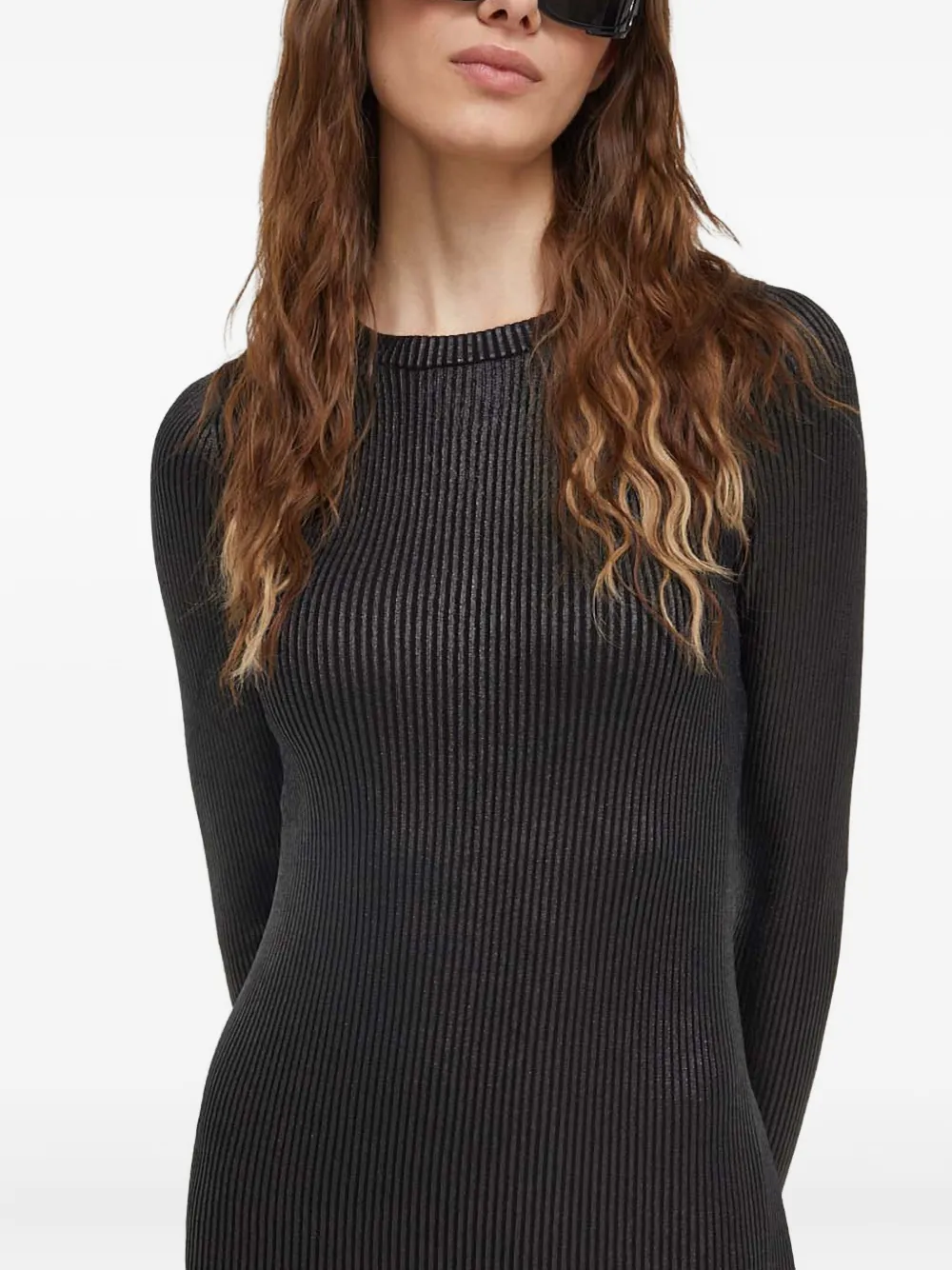 Iceberg Ribbed Cut-out Midi Dress In Black