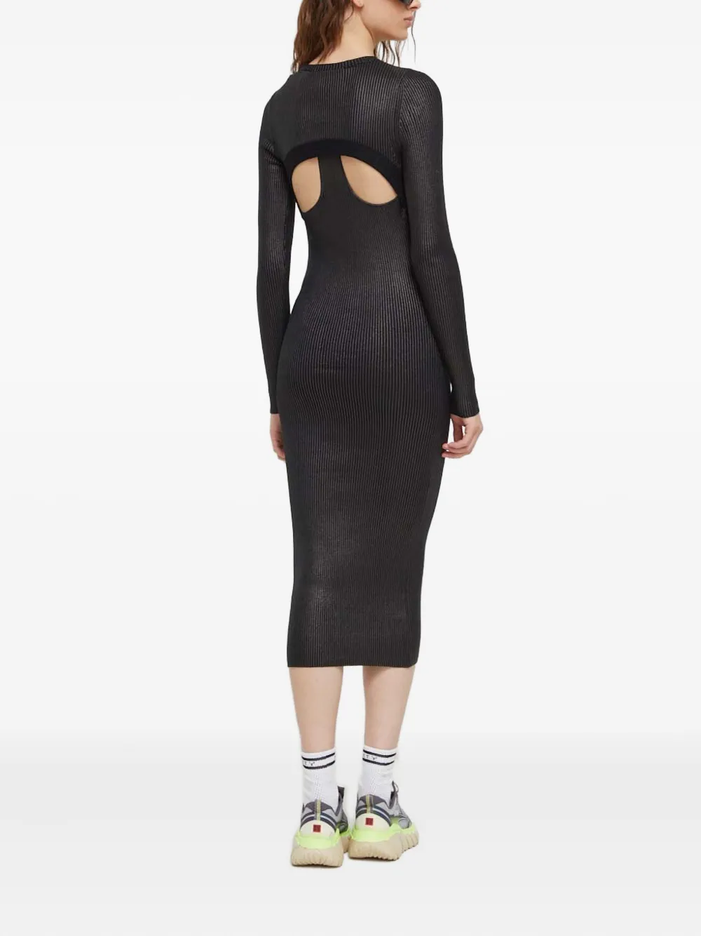 Iceberg Ribbed Cut-out Midi Dress In Black