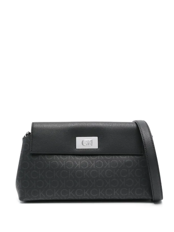 Calvin Klein Monogram-debossed Shoulder Bag in Black