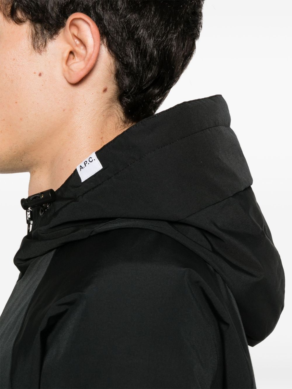 Shop Apc Hooded Padded Jacket In Black