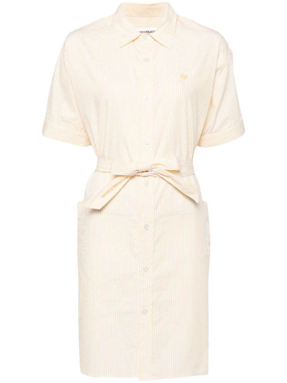 Chocoolate Pinstripe Poplin Shirt Dress In Neutral