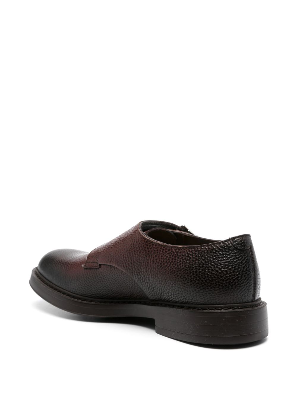 Doucal's double-buckle leather monk shoes Brown