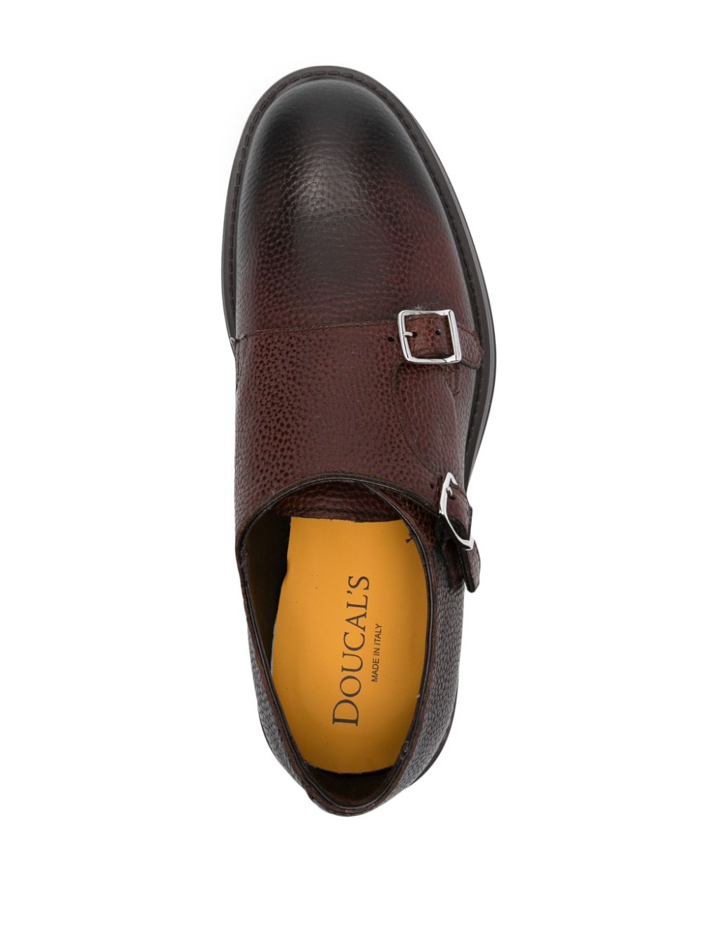 Doucal's double-buckle leather monk shoes Brown