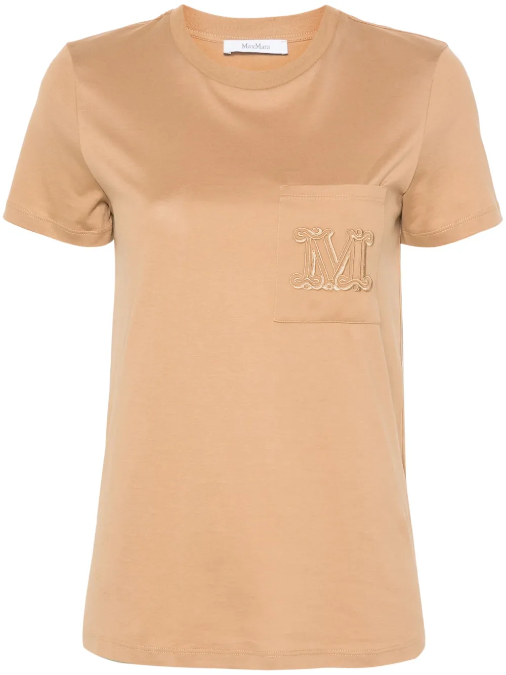 Shop Max Mara Papaia Logo-embroidered T-shirt In Neutrals