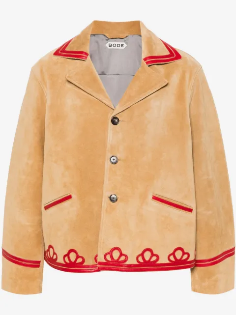 BODE Trefoil contrasting-trim suede blazer