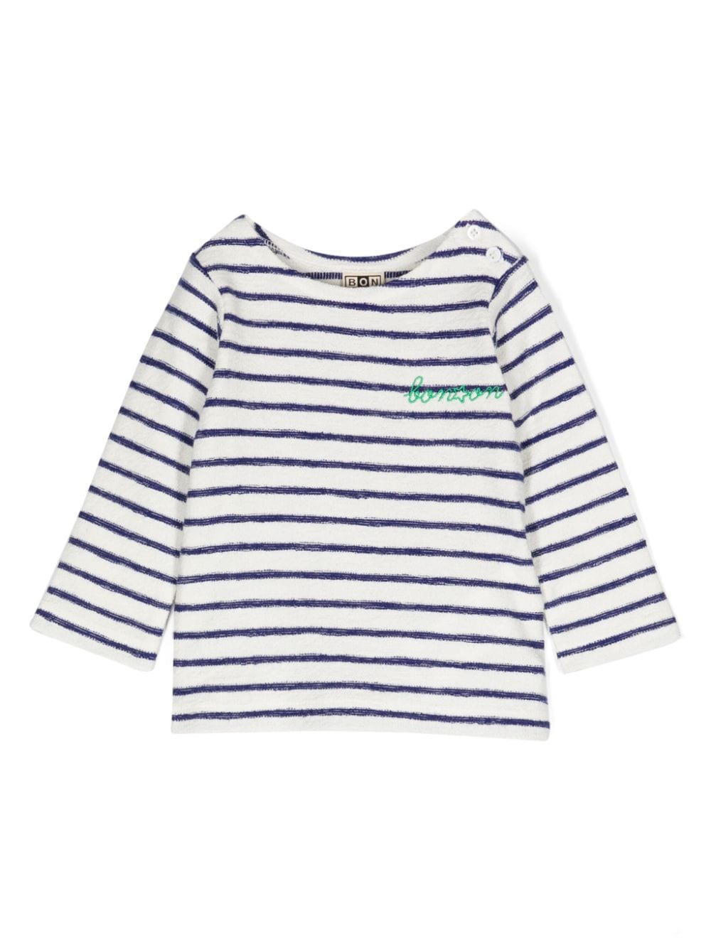 Bonton Babies' Gestreiftes Sweatshirt Mit Logo-stickerei In Weiss