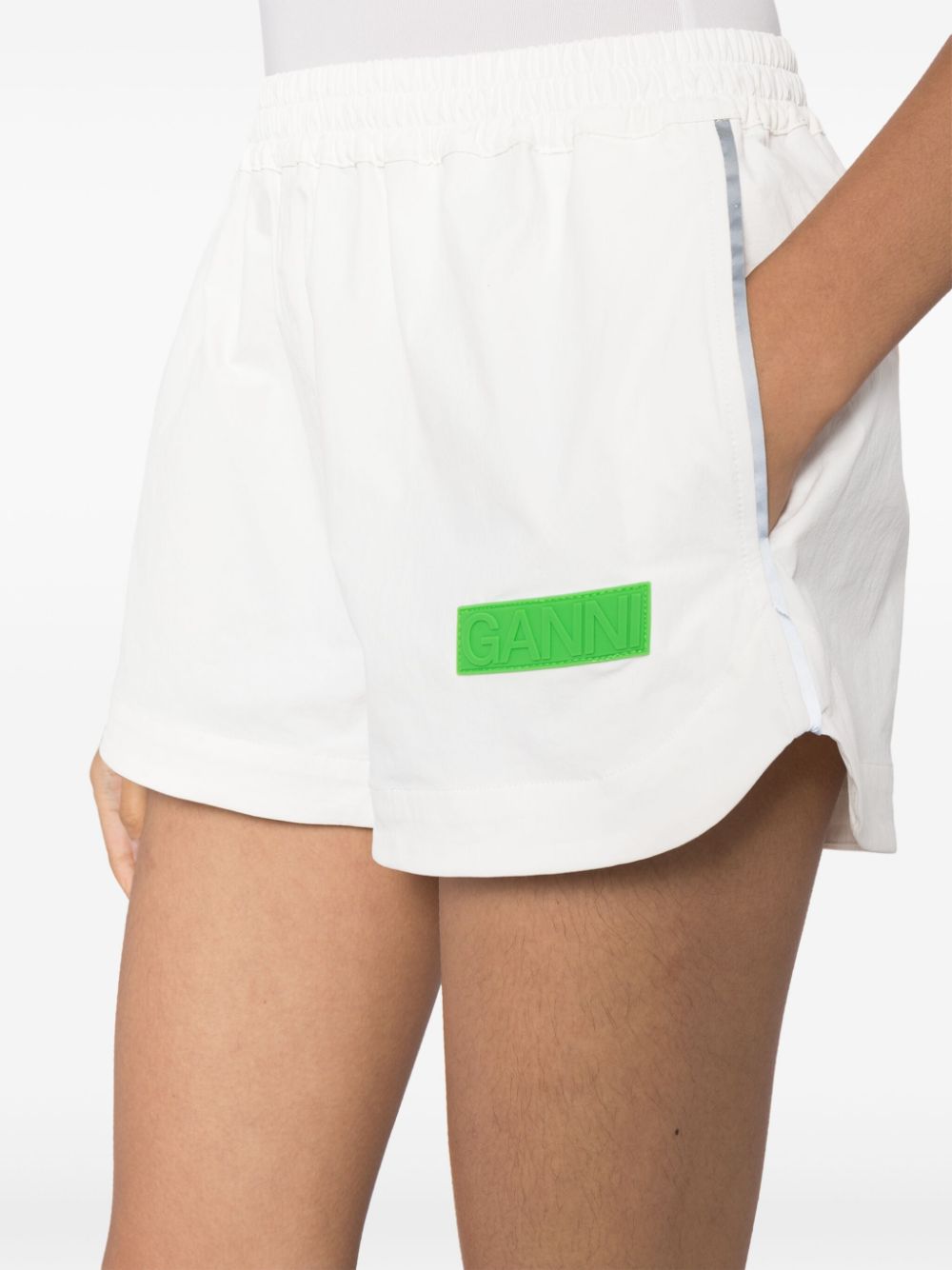 GANNI logo-applique elasticated-waist shorts Women