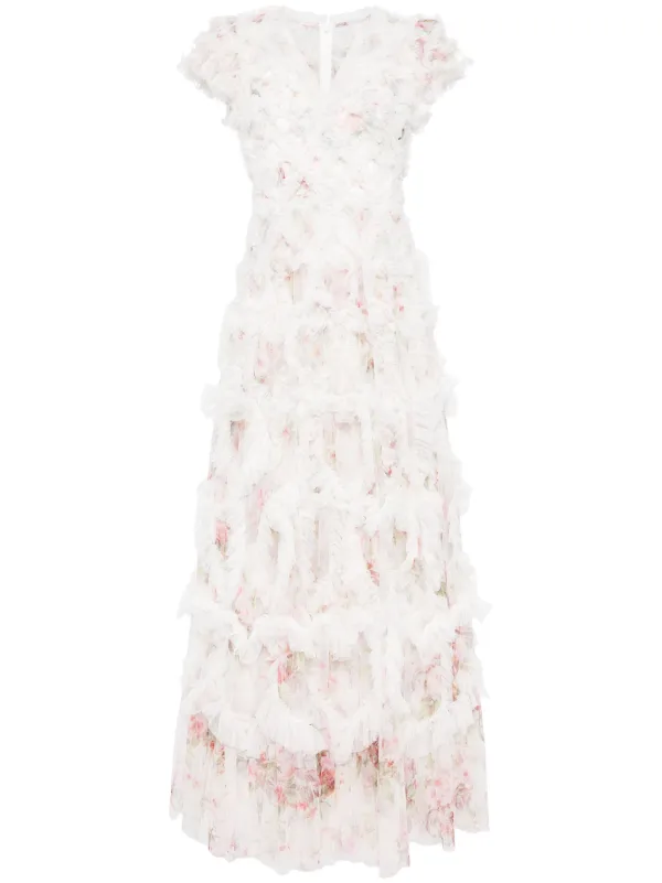 Needle & Thread Paradise Garden ruffle-detail Dress | White | FARFETCH KW