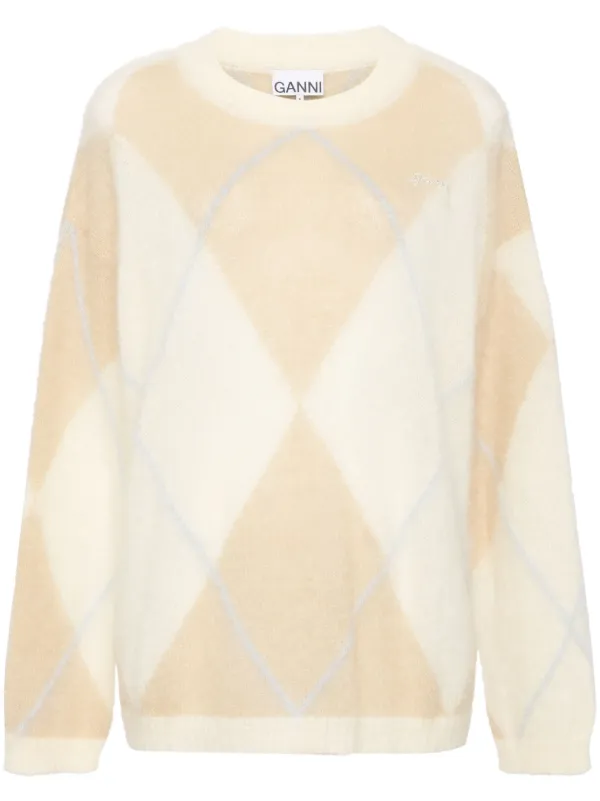 GANNI アーガイル柄長袖セーター M GANNI アーガイル柄長袖セーター アーガイル ニット