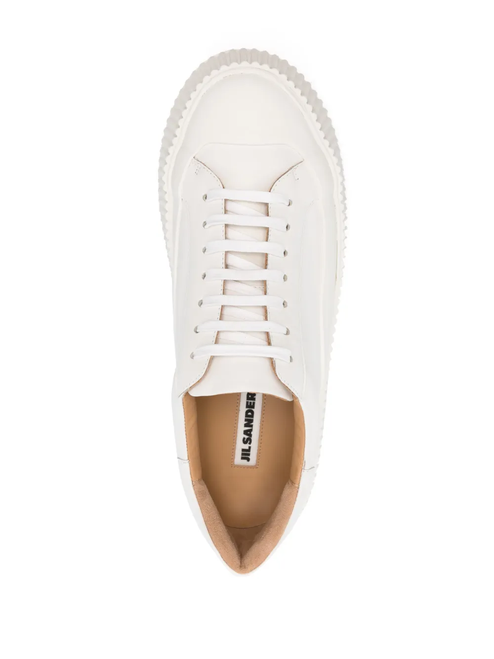 Jil Sander lace-up leather platform sneakers Neutrals