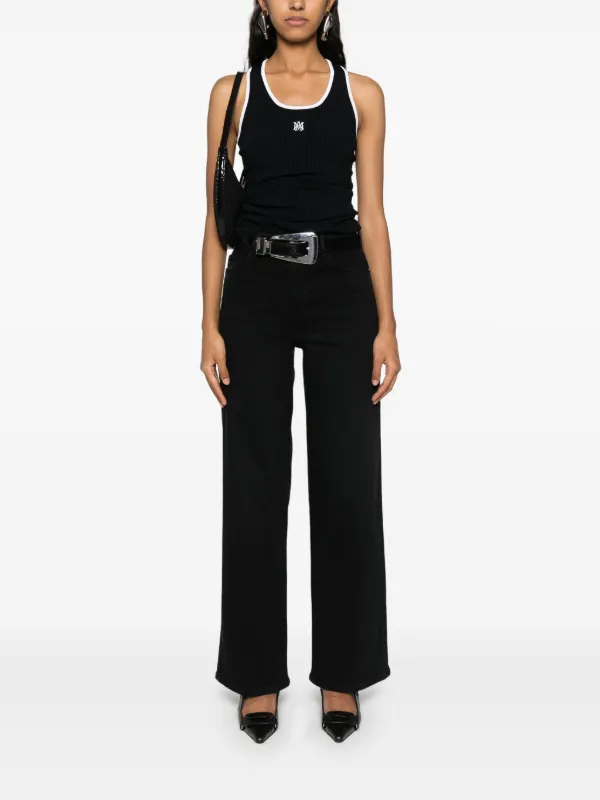 FRAME Le Slim Palazzo Jeans Black FARFETCH