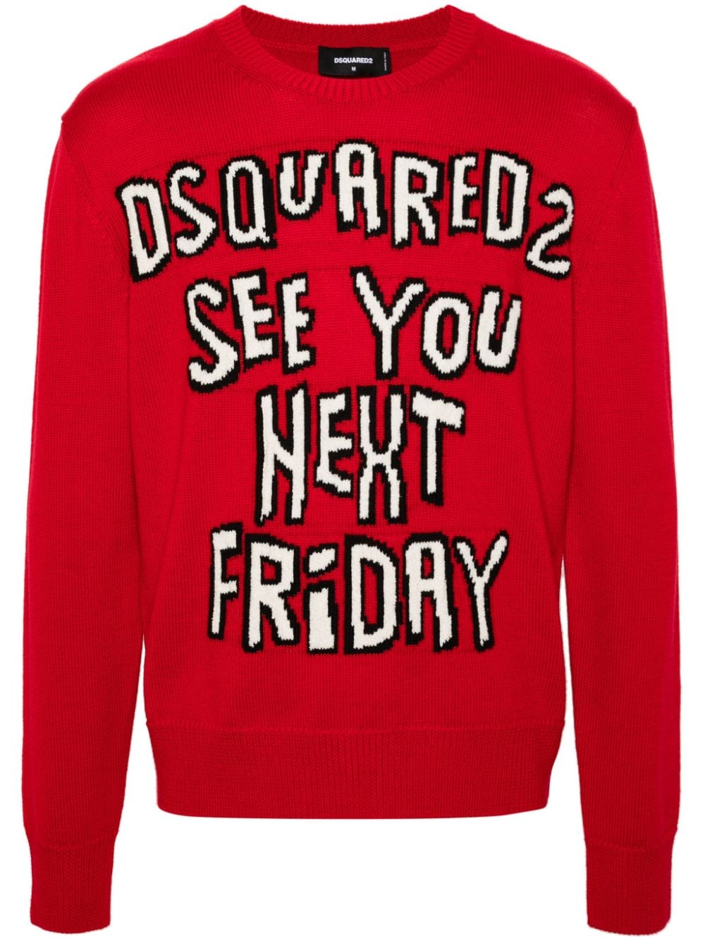 Dsquared2 Intarsia-knit Logo Jumper In Red