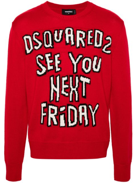 DSQUARED2 intarsia-knit logo jumper Men