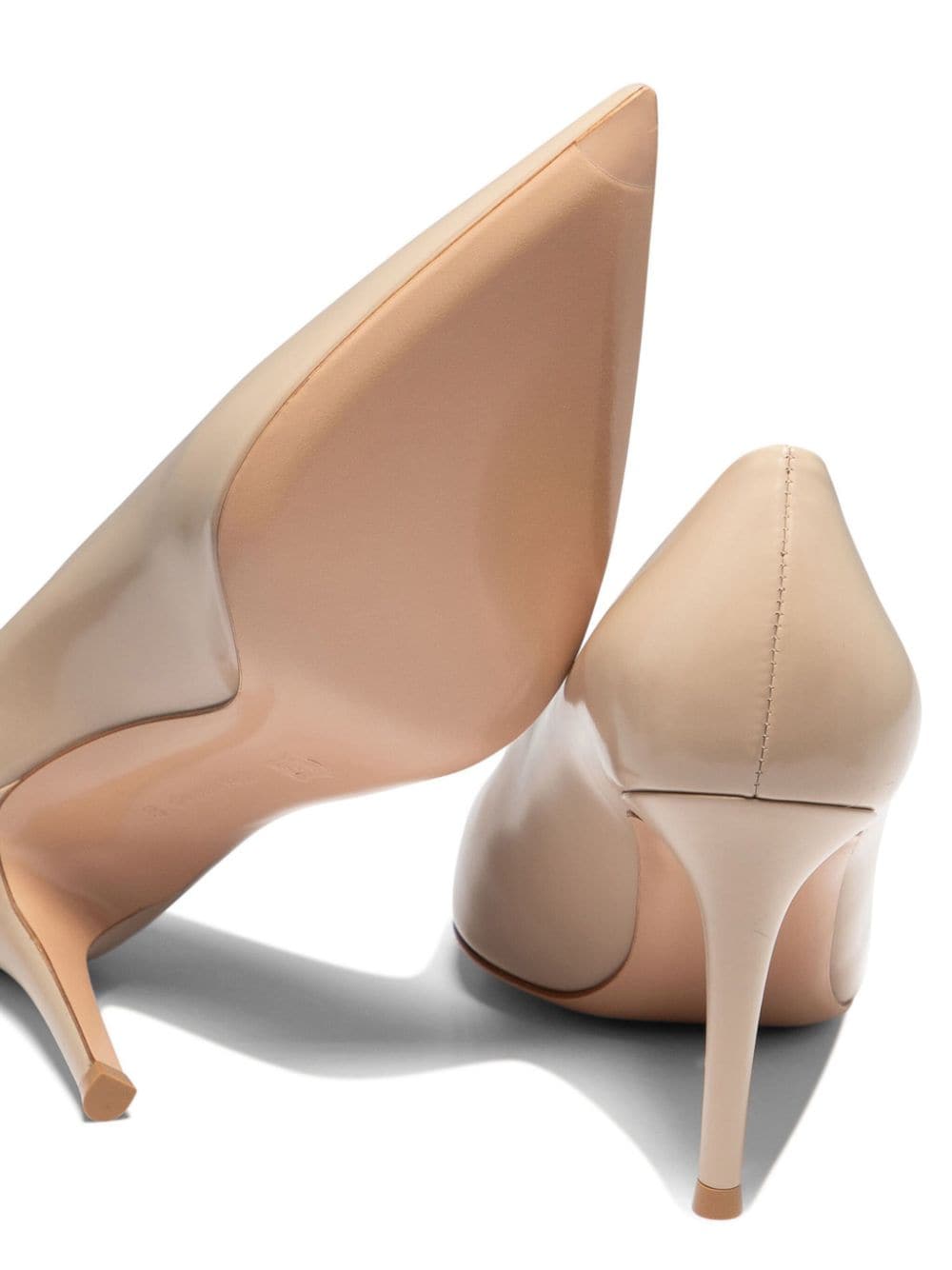 Shop Gianvito Rossi 85mm Pointed-toe Leather Pumps In Neutrals