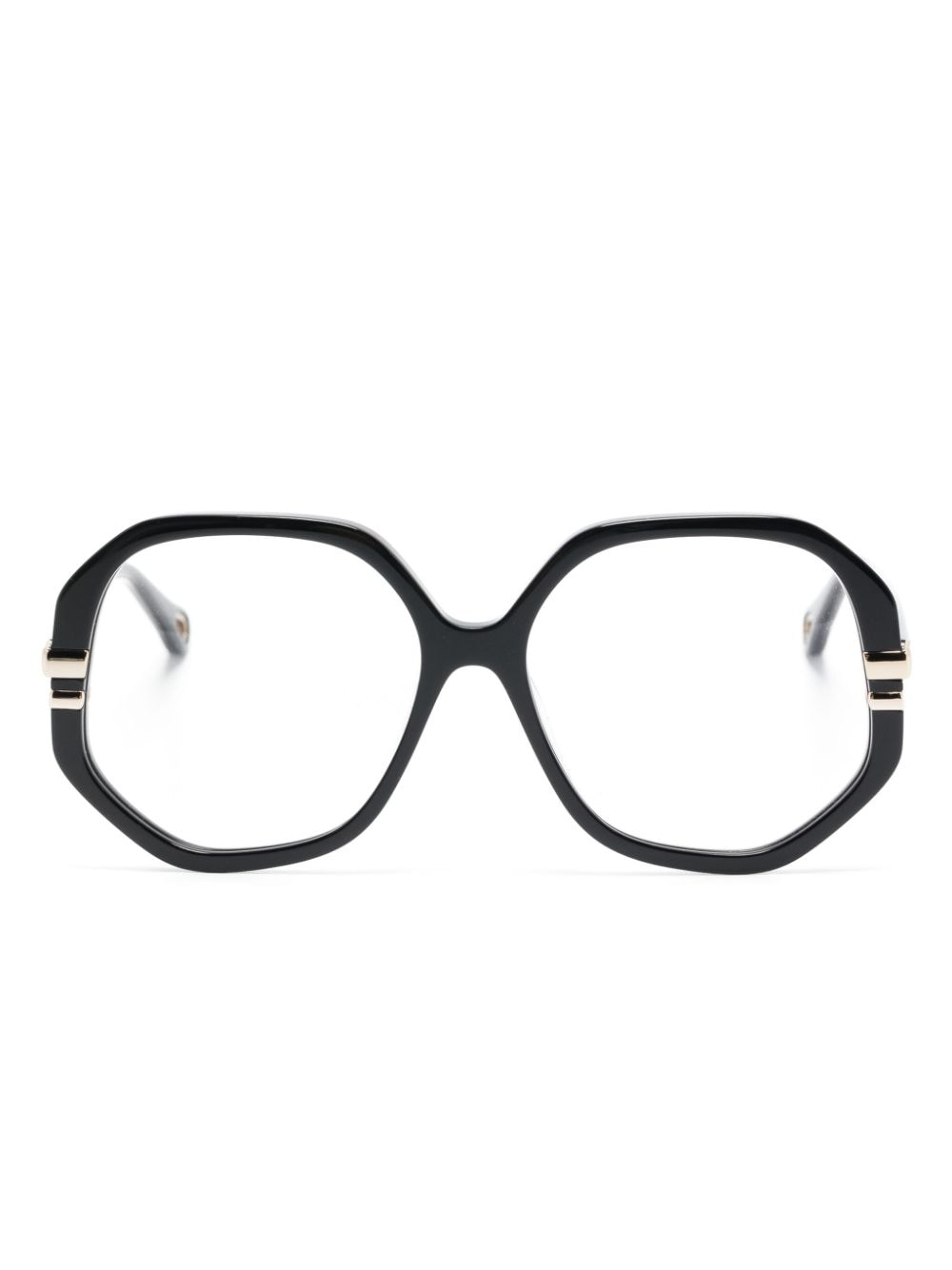 Chloé Logo-debossed Square-frame Glasses In Black