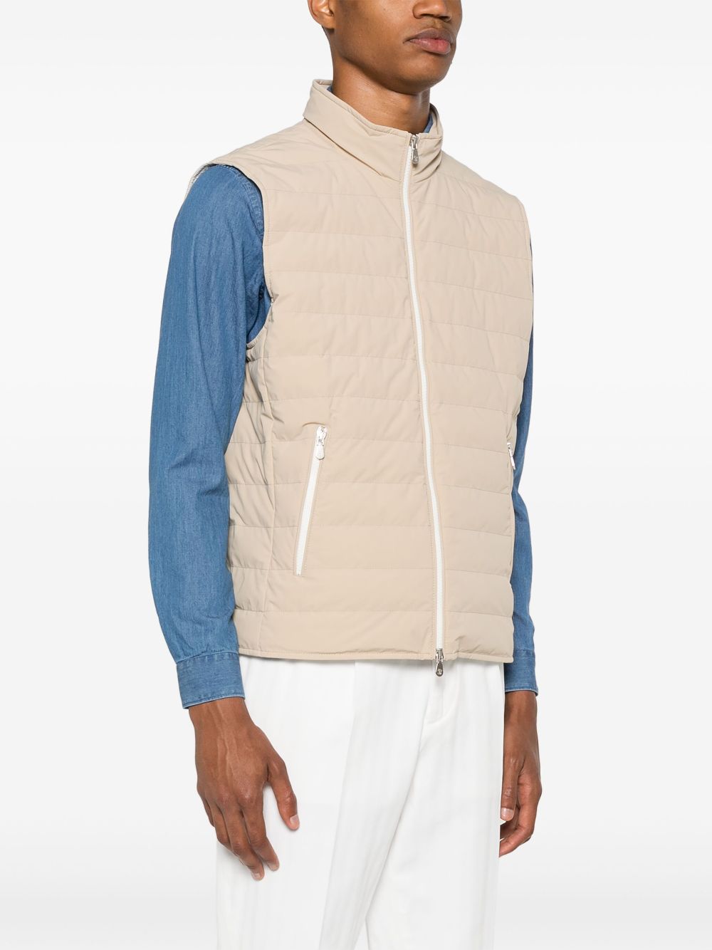 Shop Brunello Cucinelli Padded Quilted Gilet In Neutrals