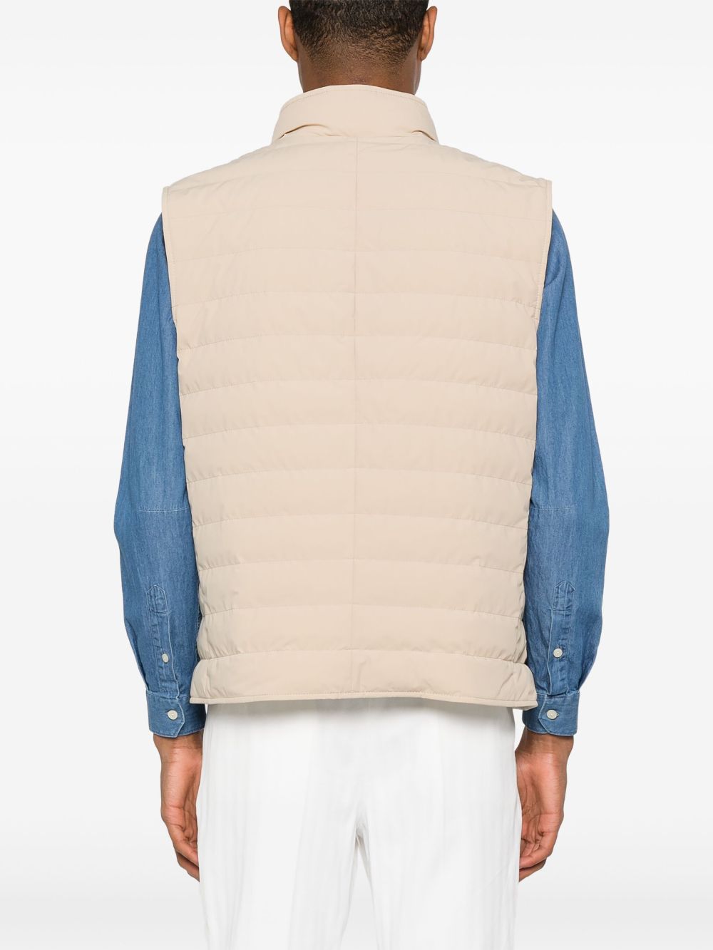 Shop Brunello Cucinelli Padded Quilted Gilet In Neutrals