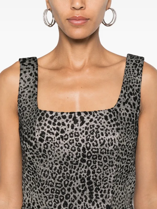 Genny animalier-jacquard Midi Dress | Silver | FARFETCH CA