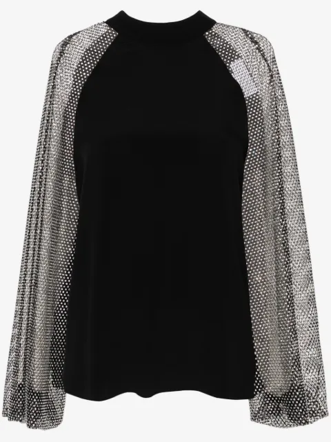 Genny Bluse mit Strass-Mesh-Ärmeln