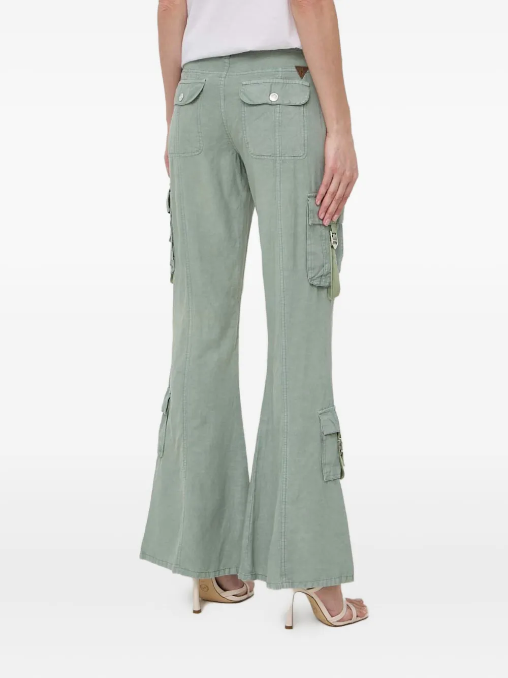 Guess Usa Flared Cargo Trousers In Green