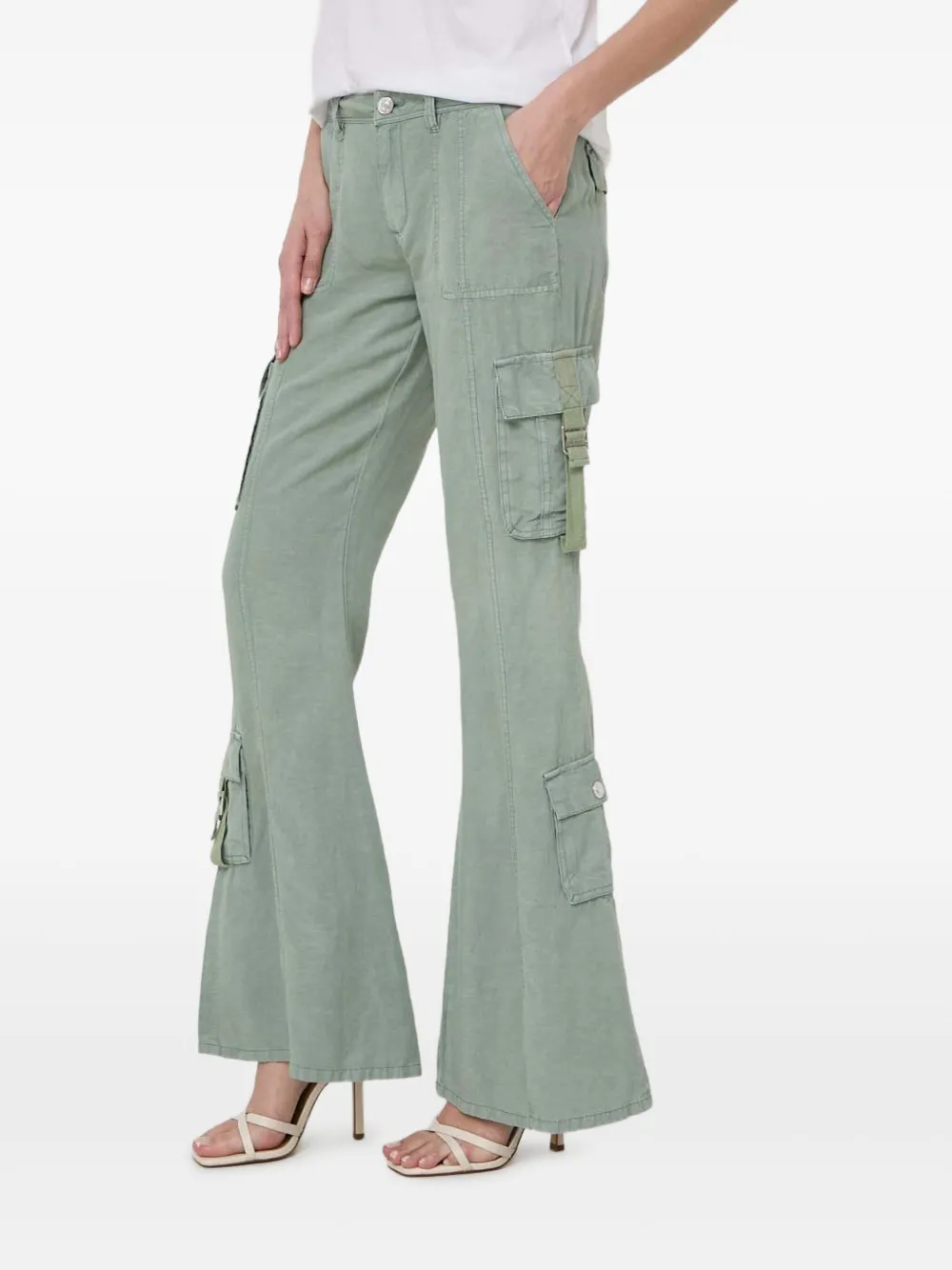 Guess Usa Flared Cargo Trousers In Green