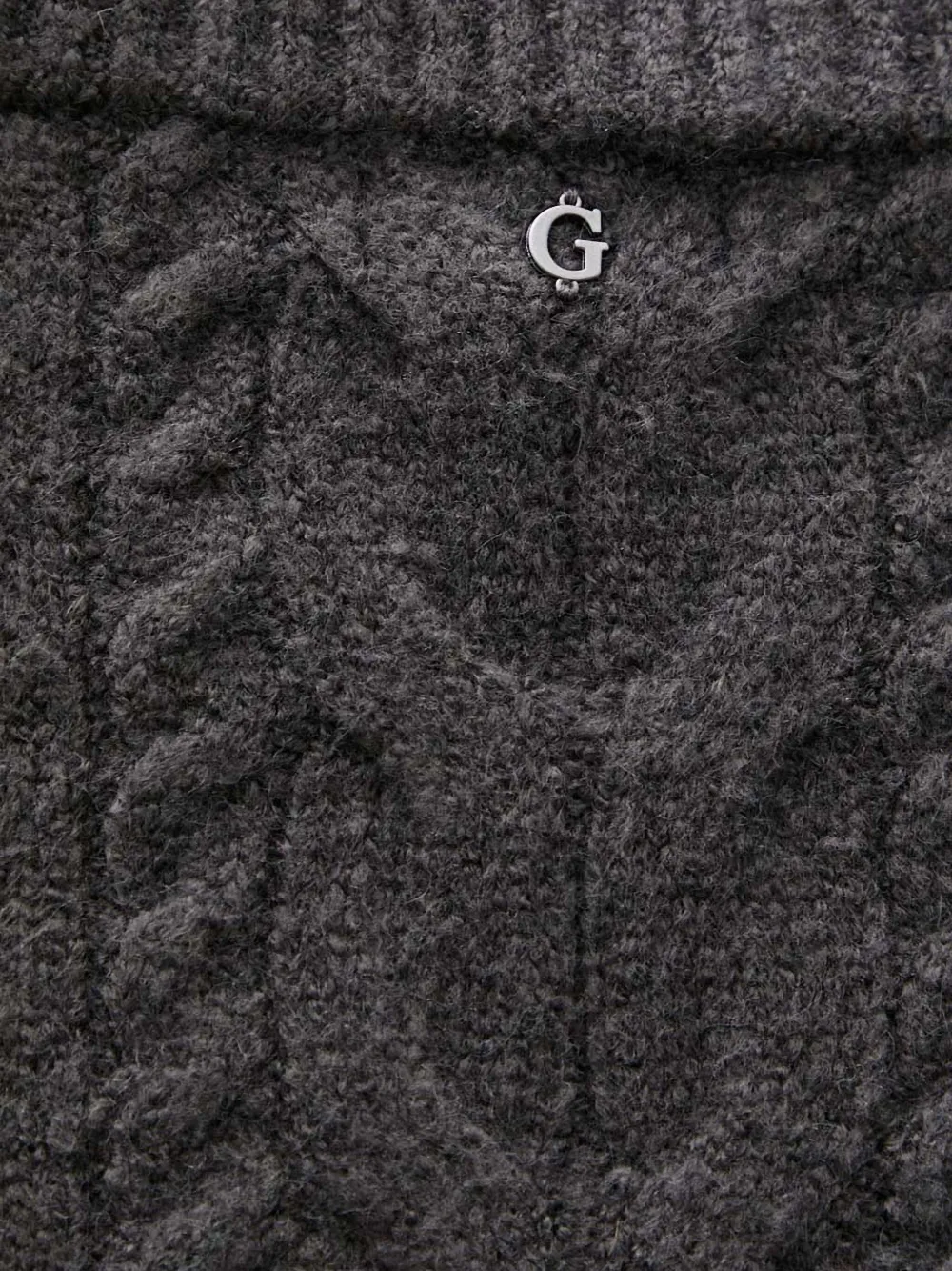 Guess Usa Cable-knit Off-shoulder Sweater In Gray