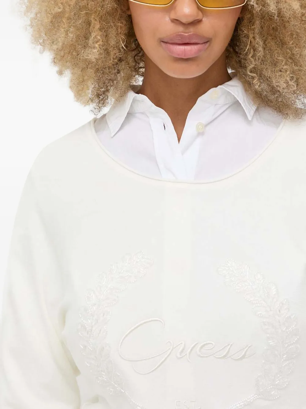Guess Usa Logo-detail Sweater In White