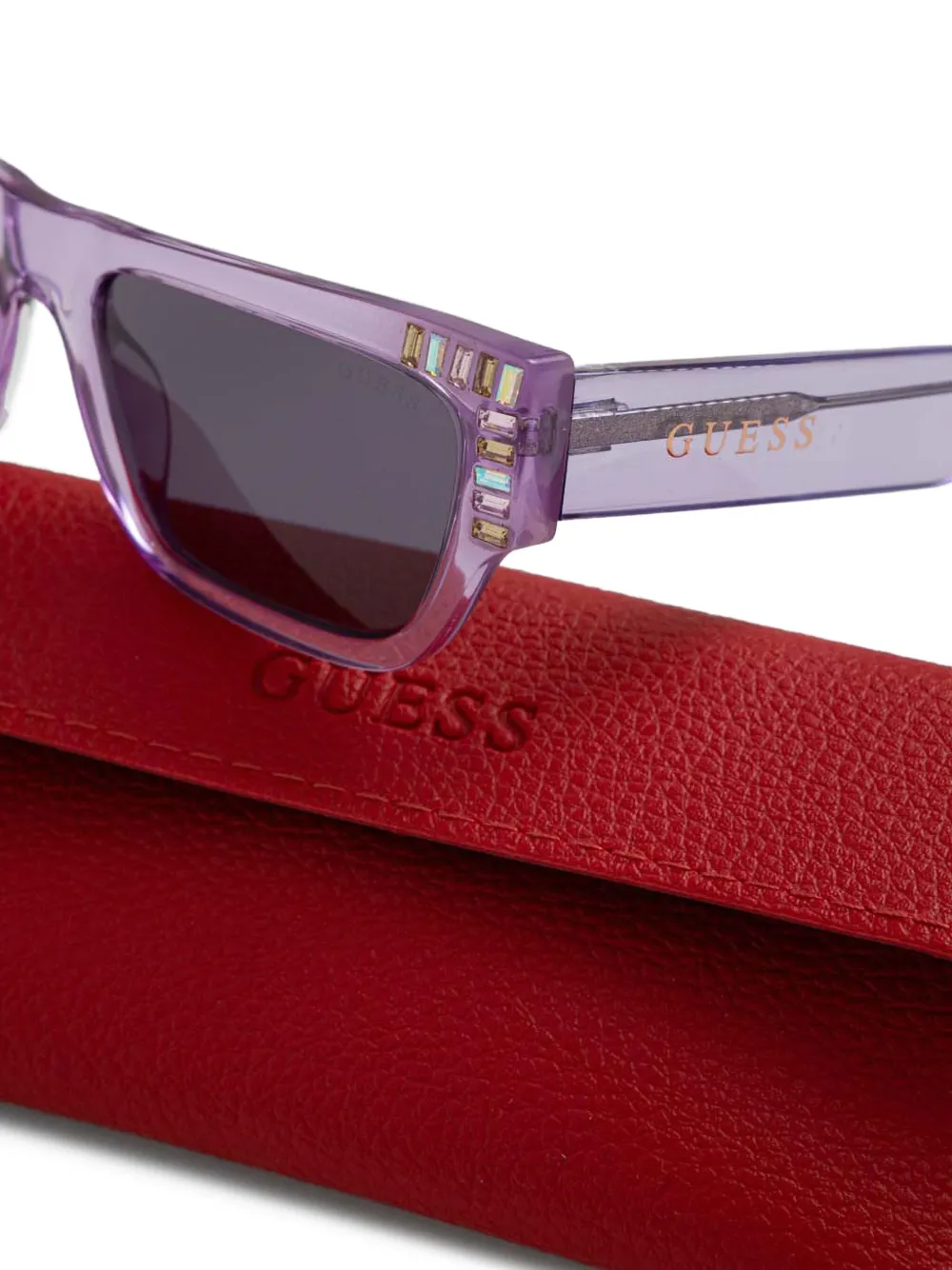 GUESS EYEWEAR Zonnebril met rechthoekig montuur Paars