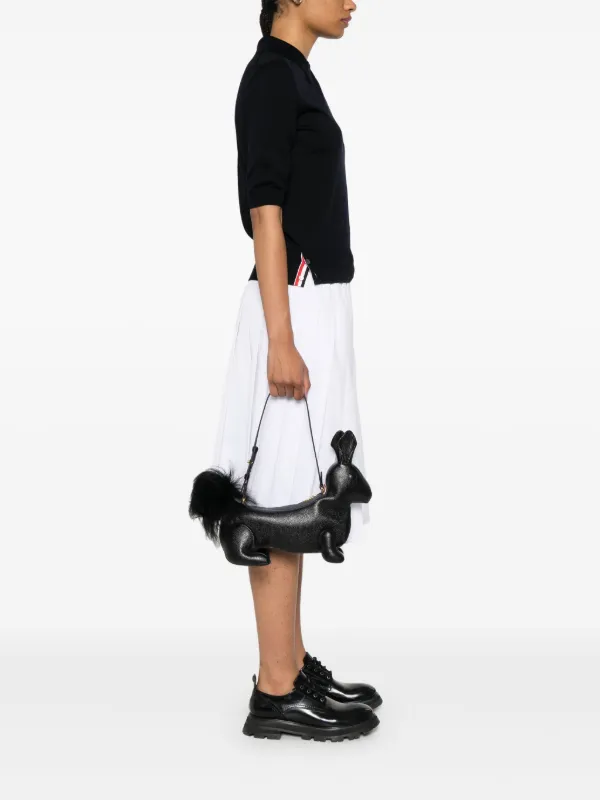 THOMBROWNE ロゴ レザー ショルダーバッグ 黒 Thom Browne レザーショルダーバッグ | ブラック | FARFETCH JP