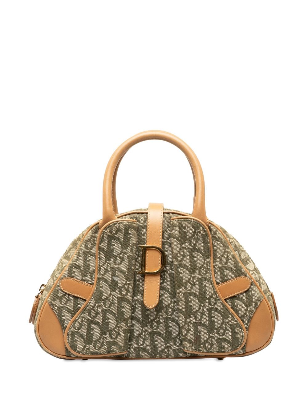Pre-owned Dior 2011 Oblique Double Saddle Bowler Handbag In Green