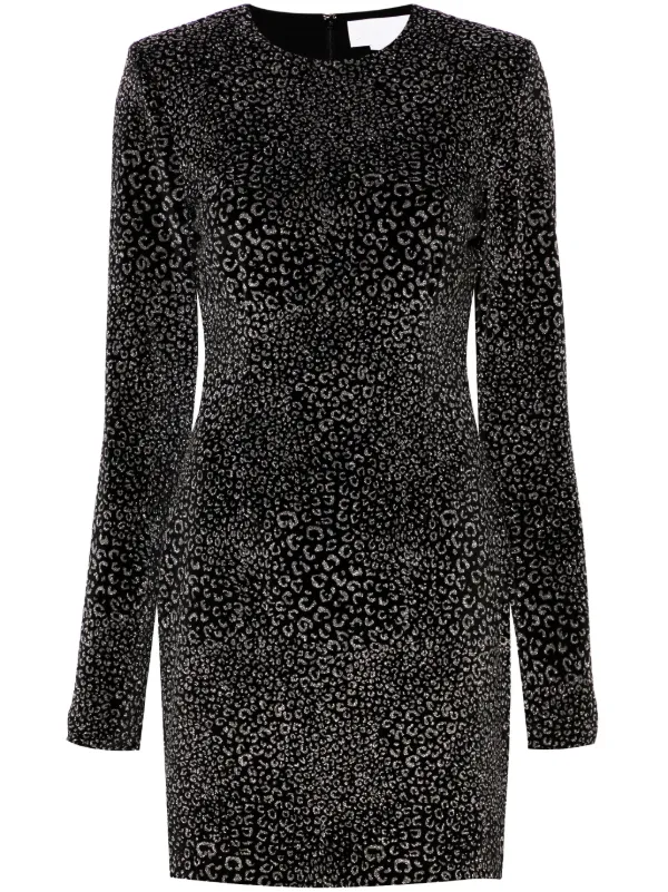 Genny Animalier Velvet Mini Dress | Black | FARFETCH GE