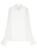 Genny silk sheer-sleeve shirt - White