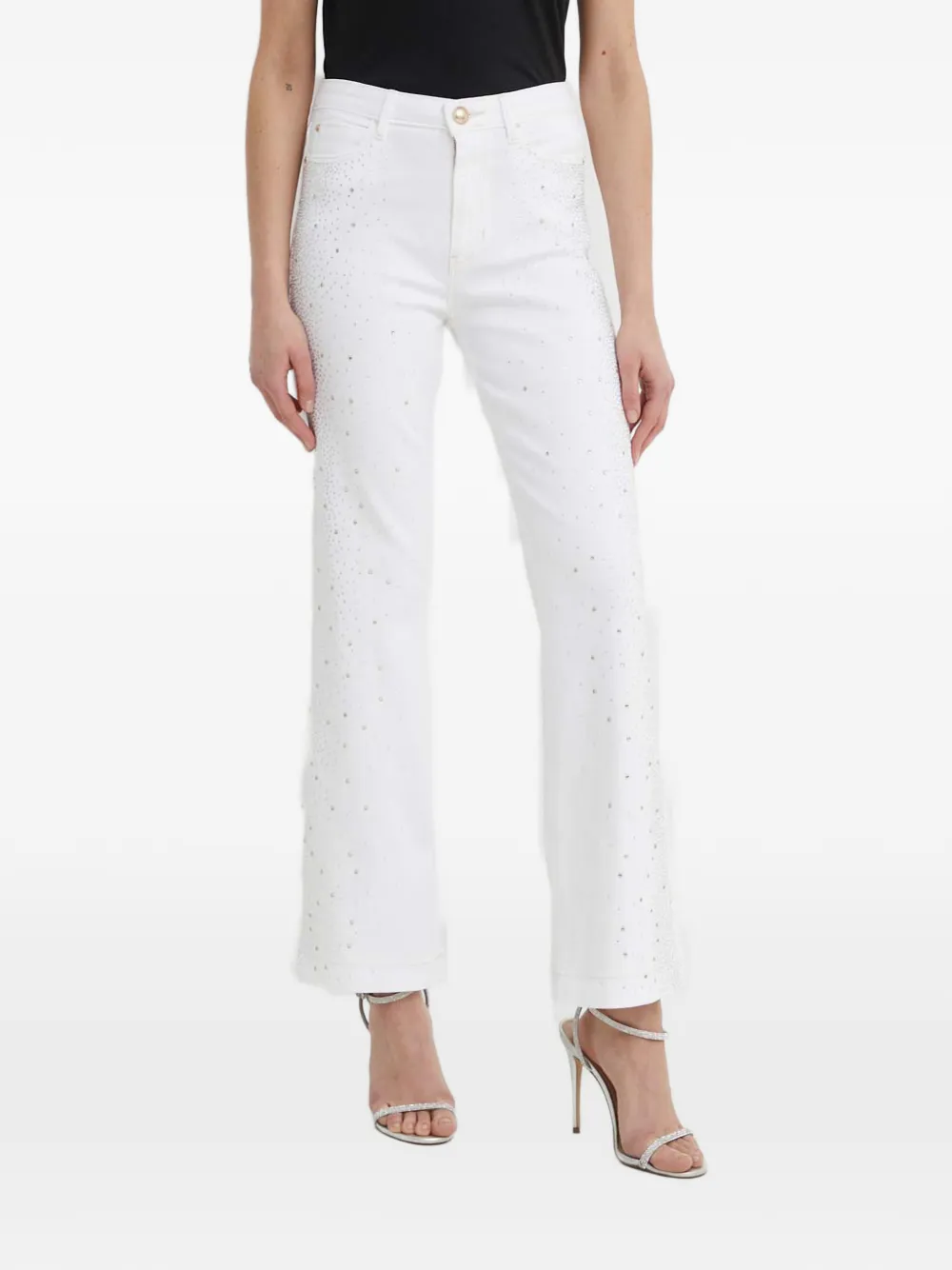 GUESS USA Jeans svasati con strass - Bianco
