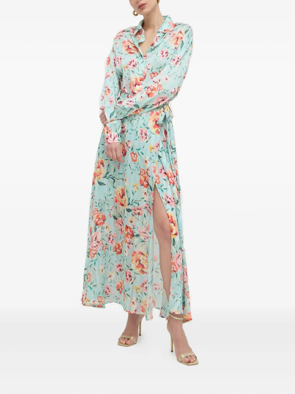 GUESS USA Maxi-rok met plooien en bloemenprint - Blauw