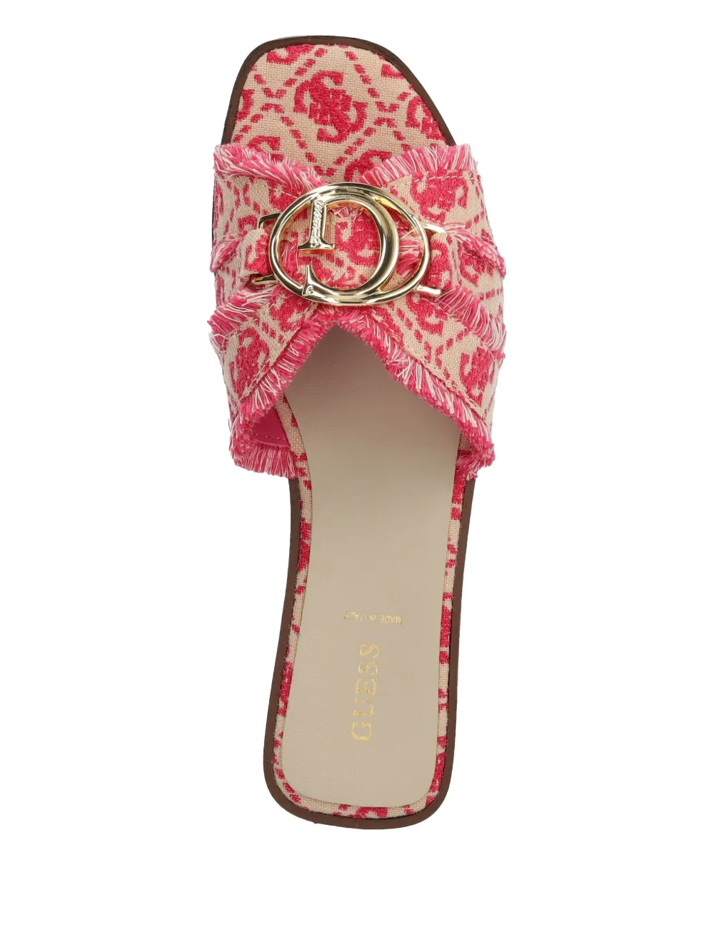 GUESS USA fringed-monogram slides Neutrals