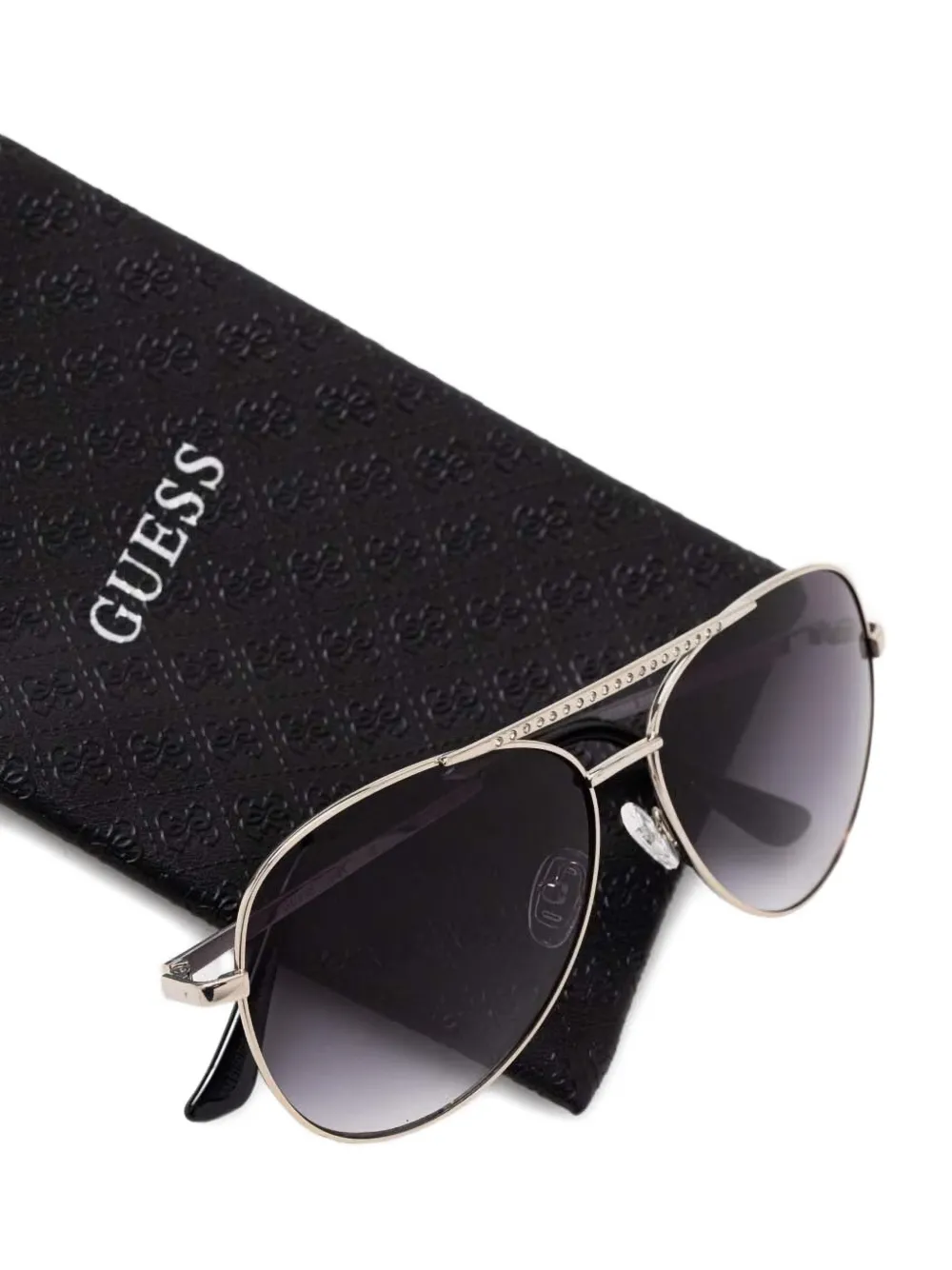 GUESS EYEWEAR crystal-embellished pilot-frame sunglasses Zilver