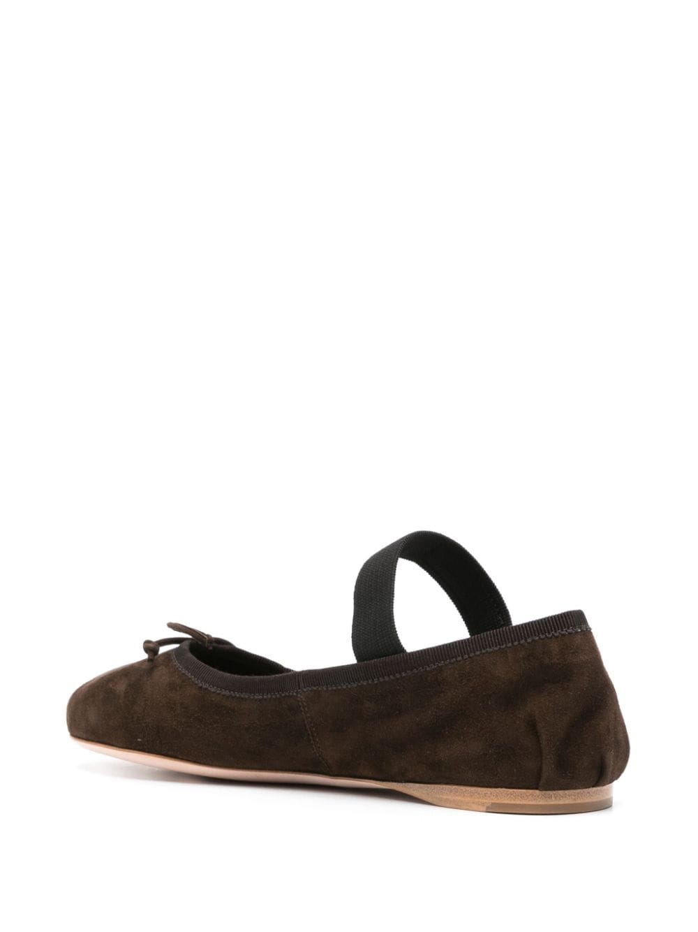 Shop Miu Miu Bow Detail Suede Ballerina Shoes In Brown