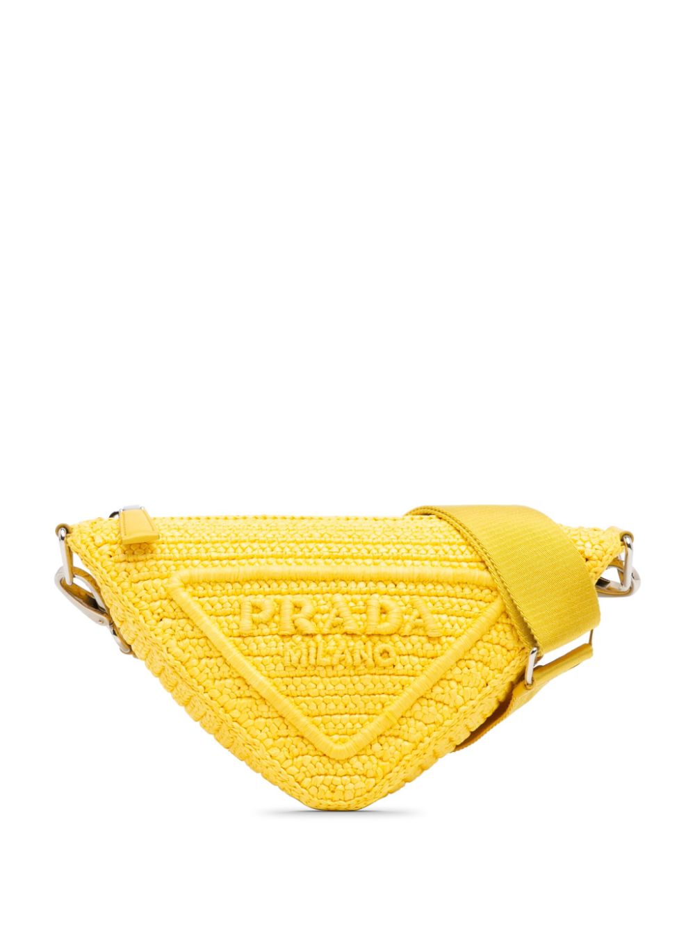 Pre-owned Prada 2013-2024 Raffia Triangle Crossbody Bag In Yellow