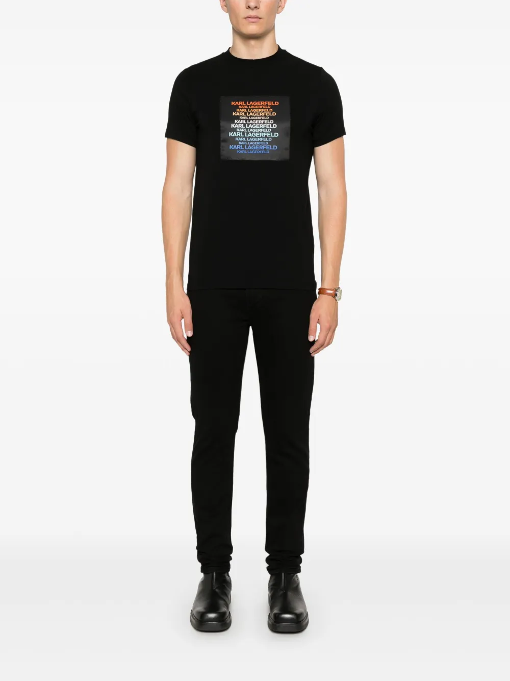 Karl Lagerfeld T-shirt met logopatch - Zwart